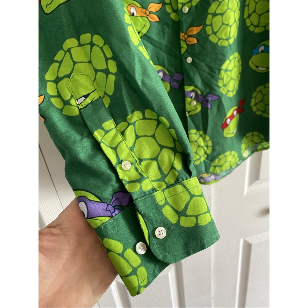 Suitmeister Mens XL Green Ninja Turtles Long Sleeve Dress Shirt - Picture 4 of 5